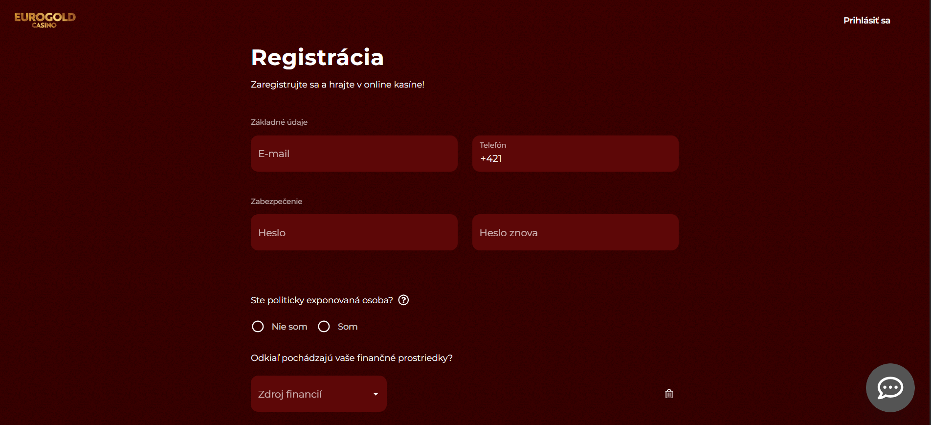 registrace do eurogold casina